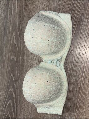 Strapless Lace Rhinestone Embellished Bra - Mint